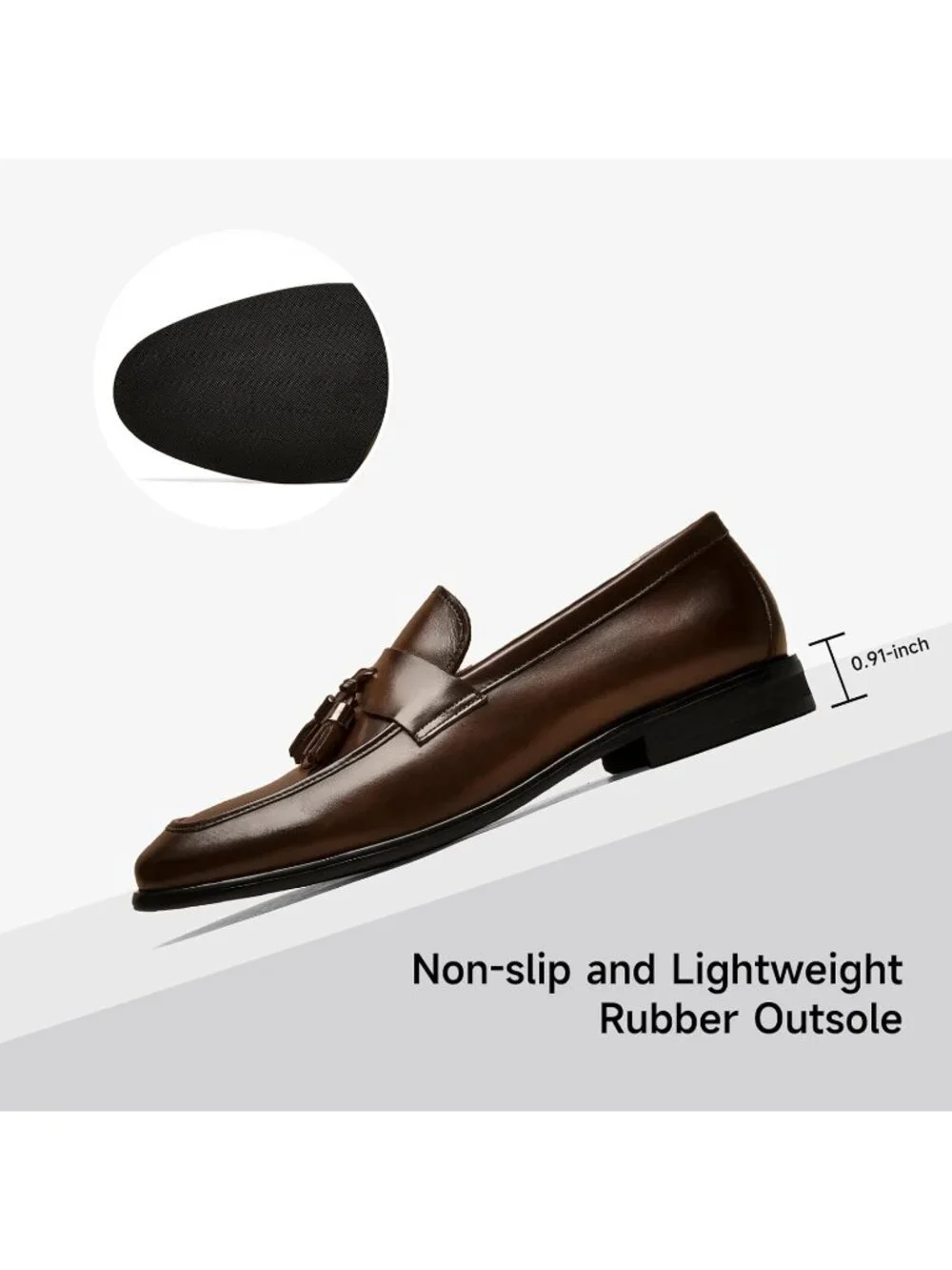 Women's Brown Leather Loafers Dress Slip On Tassel Loafer Shoes Business Causal